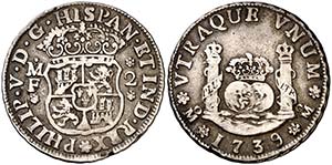 1739. Felipe V. M‚xico. MF. 2 reales. ... 