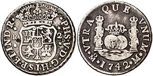 1742. Felipe V. M‚xico. F. 2 reales. (Cal. ... 