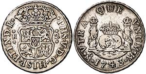 1743. Felipe V. M‚xico. M. 2 reales. (Cal. ... 