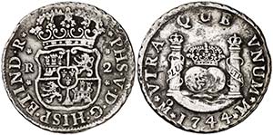 1744. Felipe V. M‚xico. M. 2 reales. (Cal. ... 