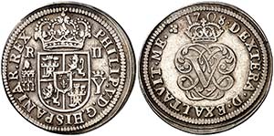 1708. Felipe V. Segovia. Y. 2 reales. (Cal. ... 