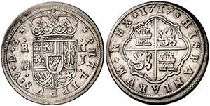 1717. Felipe V. Segovia. J. 2 reales. (Cal. ... 