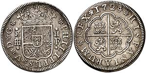 1724. Felipe V. Segovia. F. 2 reales. (Cal. ... 