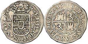 1718. Felipe V. Sevilla. J. 2 reales. ... 
