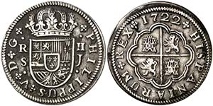 1722. Felipe V. Sevilla. J. 2 reales. (Cal. ... 