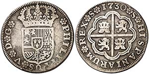 1730. Felipe V. Sevilla. 2 reales. (Cal. ... 