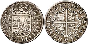 1735. Felipe V. Sevilla. AP. 2 reales. (Cal. ... 