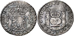 1734/3. Felipe V. M‚xico. MF. 4 reales. ... 
