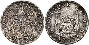 1735. Felipe V. M‚xico. MF. 4 reales. ... 