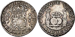 1736. Felipe V. M‚xico. MF. 4 reales. ... 