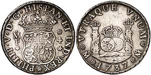 1737. Felipe V. M‚xico. MF. 4 reales. ... 