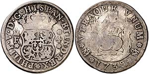 1739. Felipe V. M‚xico. MF. 4 reales. ... 