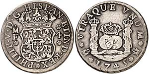 1745. Felipe V. M‚xico. MF. 4 reales. ... 