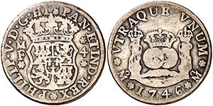 1746. Felipe V. M‚xico. MF. 4 reales. ... 