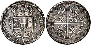 1729. Felipe V. Sevilla. P. 4 reales. (Cal. ... 