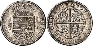1728. Felipe V. Madrid. JJ. 8 reales. (Cal. ... 