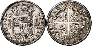 1734. Felipe V. Madrid. JF. 8 reales. (Cal. ... 