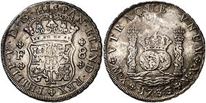 1733. Felipe V. M‚xico. F. 8 reales. (Cal. ... 