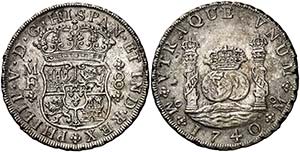 1740. Felipe V. M‚xico. MF. 8 reales. ... 
