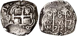 1739. Felipe V. Potos¡. M. 8 reales. (Cal. ... 