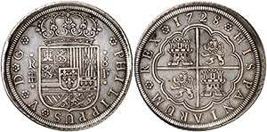 1728. Felipe V. Segovia. F. 8 reales. (Cal. ... 
