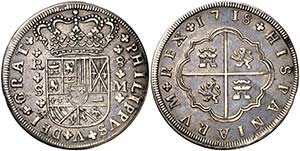 1718. Felipe V. Sevilla. M. 8 reales. (Cal. ... 