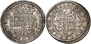 1729. Felipe V. Sevilla. P. 8 reales. (Cal. ... 