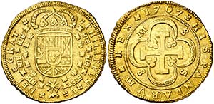 1707. Felipe V. Sevilla. M. 8 escudos. (Cal. ... 