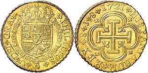 1721. Felipe V. Sevilla. J. 8 escudos. (Cal. ... 