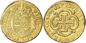 1722. Felipe V. Sevilla. J. 8 escudos. (Cal. ... 