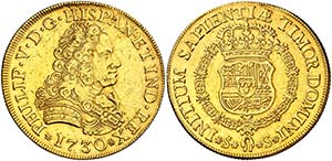 1730. Felipe V. Sevilla. 8 escudos. (Cal. ... 