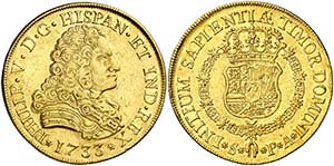 1733. Felipe V. Sevilla. PA. 8 escudos. ... 
