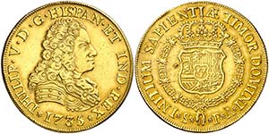 1735. Felipe V. Sevilla. PA. 8 escudos. ... 
