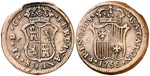 1755. Fernando VI. Barcelona. 1 ardit. (Cal. ... 