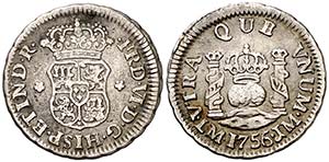 1756. Fernando VI. Lima. JM. 1/2 real. (Cal. ... 