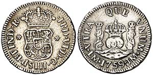 1759. Fernando VI. Lima. JM. 1/2 real. (Cal. ... 