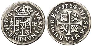 1754. Fernando VI. Madrid. JB. 1/2 real. ... 