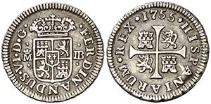 1755. Fernando VI. Madrid. JB. 1/2 real. ... 