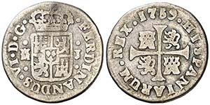 1759. Fernando VI. Madrid. J. 1/2 real. ... 