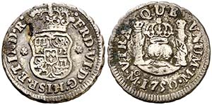 1750. Fernando VI. M‚xico. M. 1/2 real. ... 