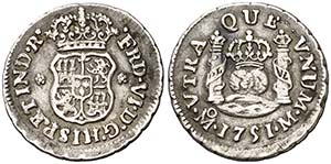 1751. Fernando VI. M‚xico. M. 1/2 real. ... 