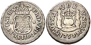 1753. Fernando VI. M‚xico. M. 1/2 real. ... 