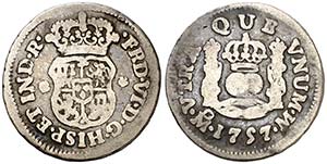 1757. Fernando VI. M‚xico. M. 1/2 real. ... 
