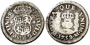1759. Fernando VI. M‚xico. M. 1/2 real. ... 