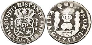 1758. Fernando VI. Guatemala. J. 1 real. ... 