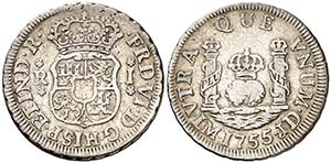 1755. Fernando VI. Lima. JD. 1 real. (Cal. ... 