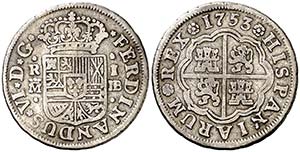 1753. Fernando VI. Madrid. JB. 1 real. (Cal. ... 