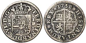 1758. Fernando VI. Madrid. JB. 1 real. (Cal. ... 