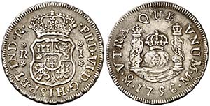 1756. Fernando VI. M‚xico. M. 1 real. ... 