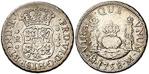 1758. Fernando VI. M‚xico. M. 1 real. ... 
